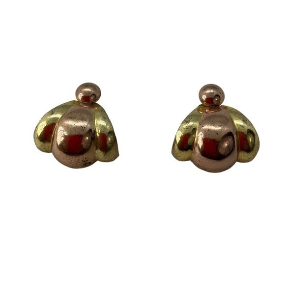 Monet Jewelry - Vintage Monet Earrings mixed Metals Gold and Cooper tone Chunky Bee's